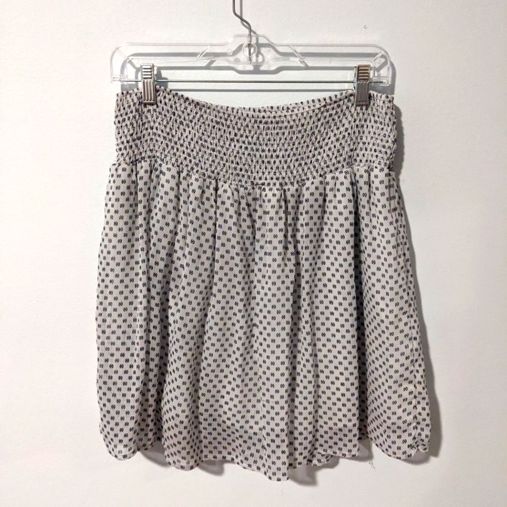Old Navy White Print Smocked Skirt with Lining Size L